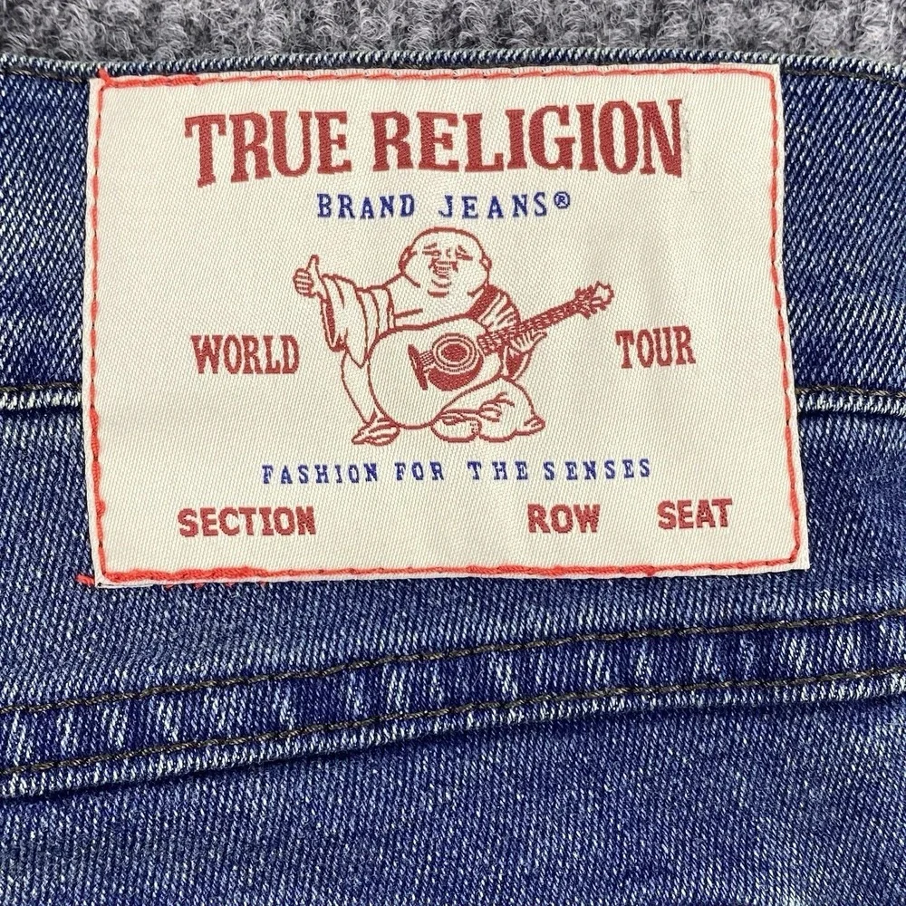 True Religion Geno Relaxed Slim Jeans Mens 38 Blue Flap Pocket Y2K Streetwear